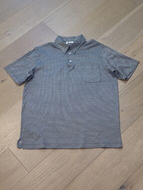 EUC Vintage Brioni Polo Golf Shirt Men's sz XXL Black/White Lattice Print